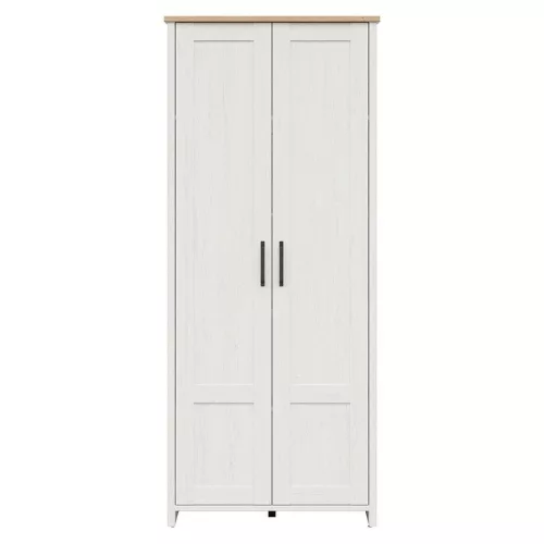 BRW LOKSA 2 ajtós ruhásszekrény (85 cm) fehér andersen fenyő / grandson tölgy