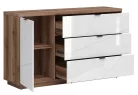 BRW Forn 1 ajtós 3 fiókos komód - sötét delano tölgy / fényes fehér