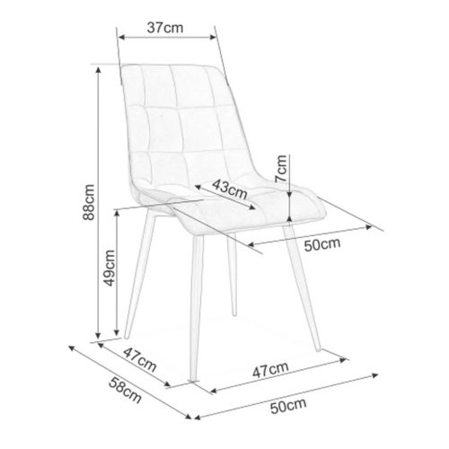 CHIC Velvet Szék (fekete/Curry)
