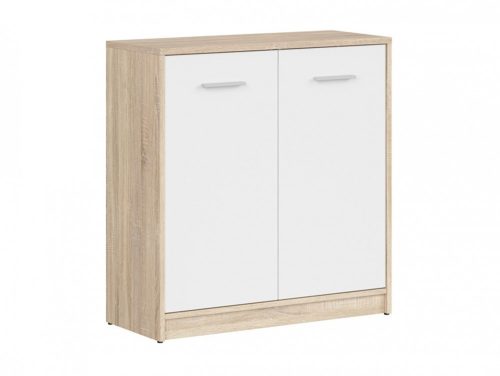 BRW NEPO PLUS két ajtós komód - sonoma tölgy/fehér (KOM2D)