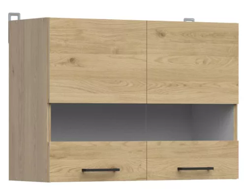 JUNONA LINE - G2W/80/57 - Vitrines felsőszekrény elem (bernstein tölgy)