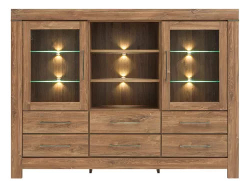 BREND álló vitrin 6 fiókkal - KOM2W6S - stirling tölgy