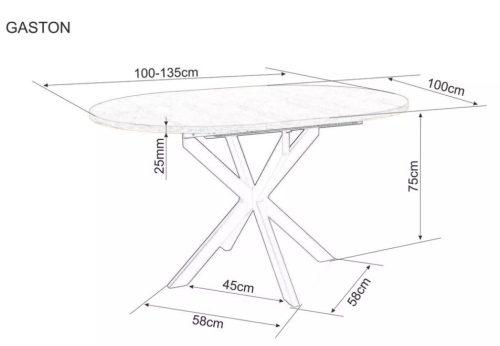 GASTON - Bővíthető étkezőasztal - (fekete/artisan tölgy)