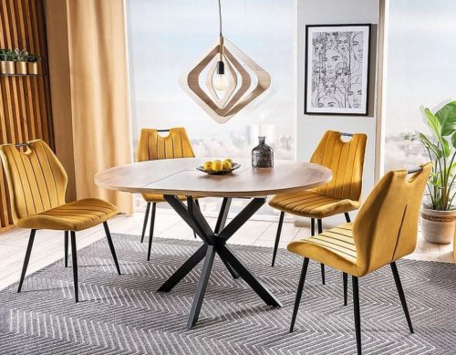 GASTON - Bővíthető étkezőasztal - (fekete/artisan tölgy)