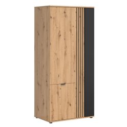   BRW VABRES három ajtós gardróbszekrény - SZF3D - artisan tölgy/fekete