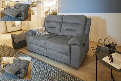 Walkman 4 két személyes relax kanapé manuális funkcióval - szürke NE 48 000