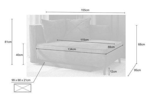 Renty fotelágy - kordhatású sötétzöld