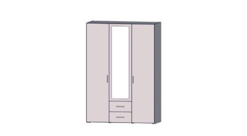 Telane 3-ajtós, tükrös gardróbszekrény (fehér)