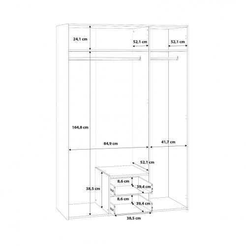 Telane 3-ajtós, tükrös gardróbszekrény (fehér)