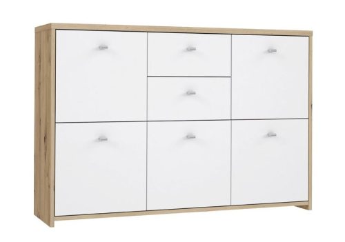 BEST CHEST öt ajtós, két fiókos komód - artisan tölgy/fehér