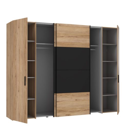 DALLAS gardróbszekrény (270 cm) - catania tölgy/fekete
