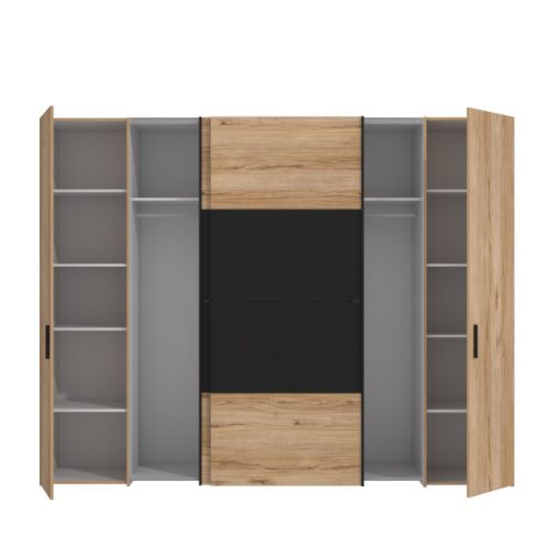 DALLAS gardróbszekrény (270 cm) - catania tölgy/fekete