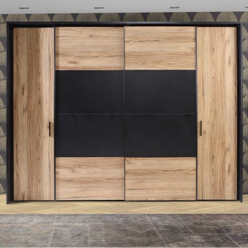 DALLAS gardróbszekrény (270 cm) - catania tölgy/fekete