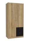 COXIM két ajtós, két fiókos nyílóajtós gardróbszekrény (104 cm)  CXMS921L-M635 - mauvella/fekete