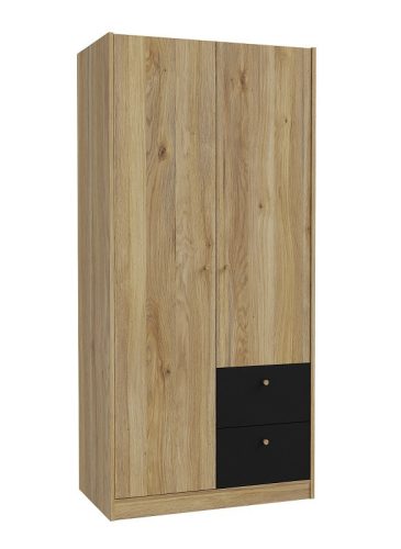 COXIM két ajtós, két fiókos nyílóajtós gardróbszekrény (104 cm)  CXMS921L-M635 - mauvella/fekete