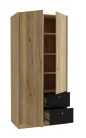 COXIM két ajtós, két fiókos nyílóajtós gardróbszekrény (104 cm)  CXMS921L-M635 - mauvella/fekete