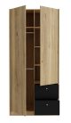 COXIM két ajtós, két fiókos nyílóajtós gardróbszekrény (104 cm)  CXMS921L-M635 - mauvella/fekete