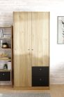 COXIM két ajtós, két fiókos nyílóajtós gardróbszekrény (104 cm)  CXMS921L-M635 - mauvella/fekete