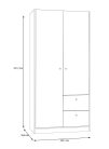 COXIM két ajtós, két fiókos nyílóajtós gardróbszekrény (104 cm)  CXMS921L-M635 - mauvella/fekete