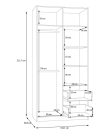 COXIM két ajtós, két fiókos nyílóajtós gardróbszekrény (104 cm)  CXMS921L-M635 - mauvella/fekete