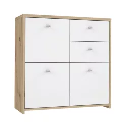   BEST CHEST három ajtós, két fiókos komód - artisan tölgy/fehér