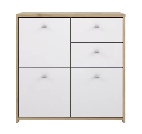 BEST CHEST három ajtós, két fiókos komód - artisan tölgy/fehér