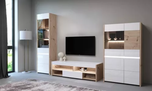 Gobi GB02 TV szekrény, artisan tölgy/fényes fehér