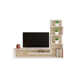 Basilisk - Tv-állvány polccal (sonoma tölgy/fehér)