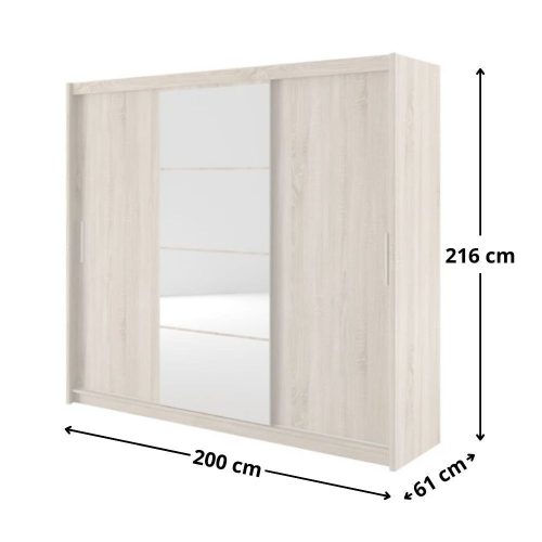 Dario 004 - Gardróbszekrény 200 cm (Sonoma tölgy)