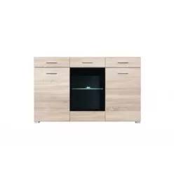 VUSHER 013 - Vitrines komód (Sonoma tölgy/fekete) 1W2D2S