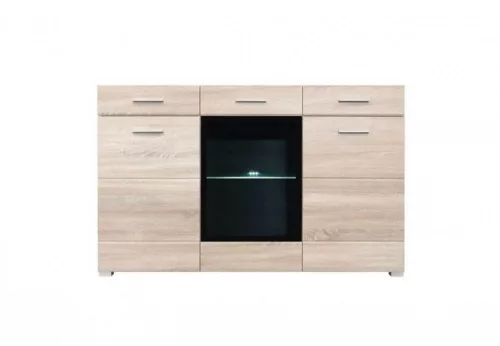 VUSHER 013 - Vitrines komód (Sonoma tölgy/fekete) 1W2D2S