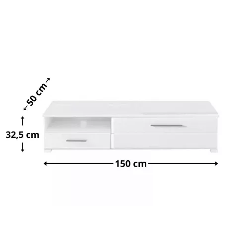 VUSHER 003 - Tv-szekrény, jobbos (fehér/fényes fehér) RTV1D1SP