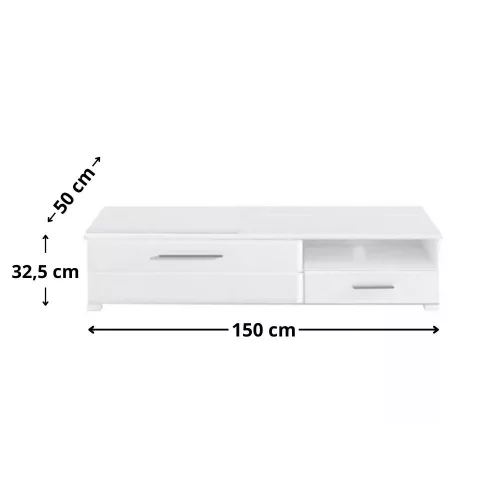VUSHER 002 - Tv-szekrény, balos (fehér/fényes fehér) RTV1D1SL