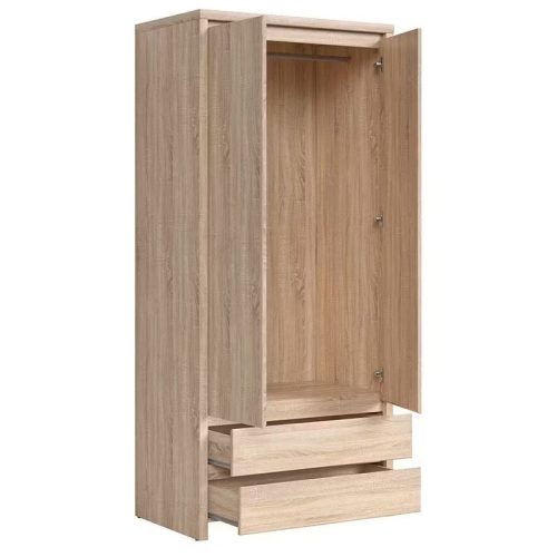 Kasia 017 - 2-ajtós, 2-fiókos ruhásszekrény (sonoma tölgy) SZF2D2S