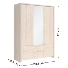 Kasia 018 - 5-ajtós, 2-fiókos ruhásszekrény (sonoma tölgy) SZF5D2S