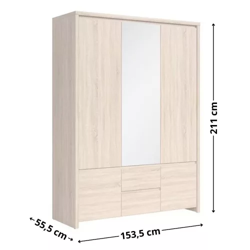 Kasia 018 - 5-ajtós, 2-fiókos ruhásszekrény (sonoma tölgy) SZF5D2S
