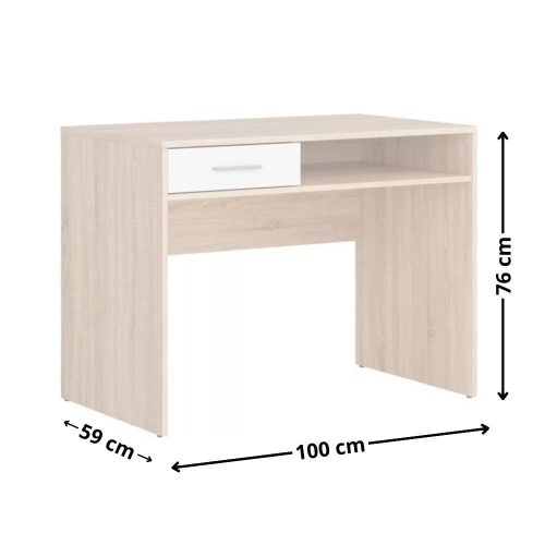 Nepo 007 - egyfiókos íróasztal (sonoma tölgy/fehér) BIU1S