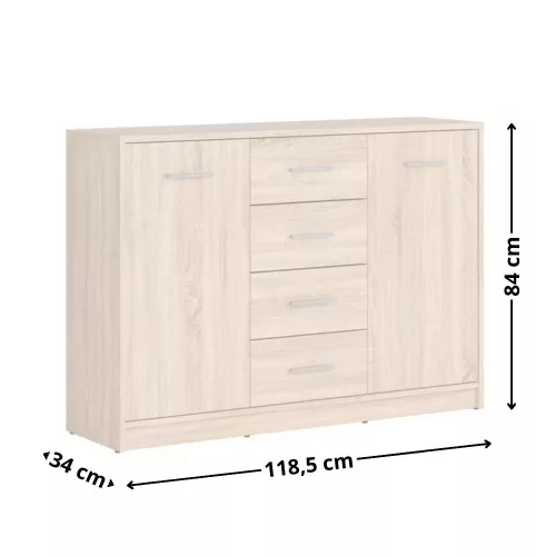 Nepo 012 - Komód (sonoma tölgy) KOM2D4S