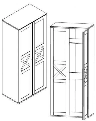 VALENTINA 007 - Kétajtós, egypolcos ruhásszekrény (canyon fenyő/trüffel tölgy) SZF2D
