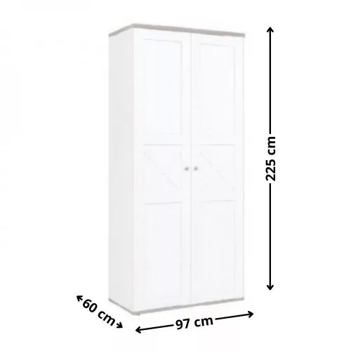VALENTINA 007 - Kétajtós, egypolcos ruhásszekrény (canyon fenyő/trüffel tölgy) SZF2D