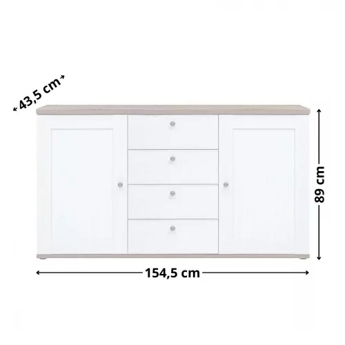 VALENTINA 004 - Kétajtós, négyfiókos komód (canyon fenyő/trüffel tölgy) KOM2D4S