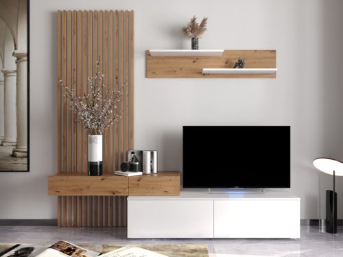BEKKA nappali bútor szett tv-állvánnyal - artisan tölgy/fehér