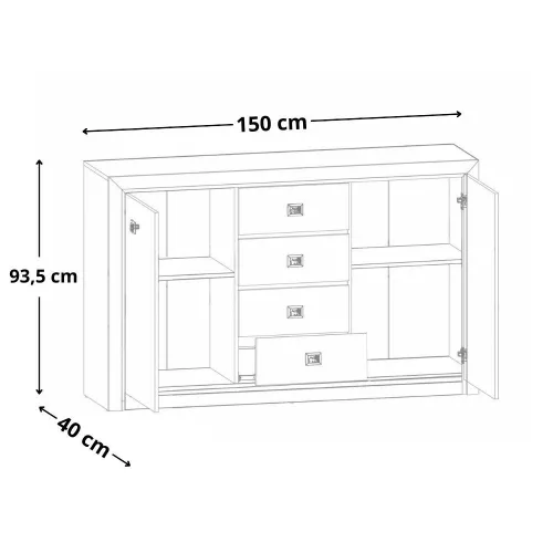 KOEN II 014 komód - KOM 2D4S - arizóna fenyő/hajó tölgy