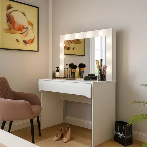 Elise fésülködőasztal - fehér/fényes fehér