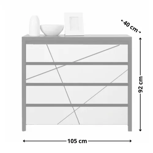 KASIA MDF négy fiókos komód (KOM4S) - wenge magic/snow white