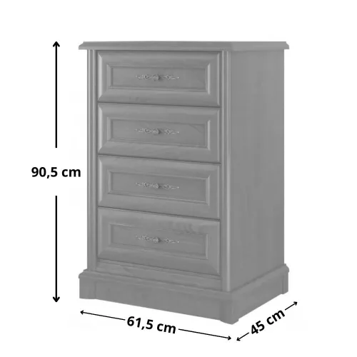 SZÓFIA 007 négy fiókos komód (S4/6) - gesztenye