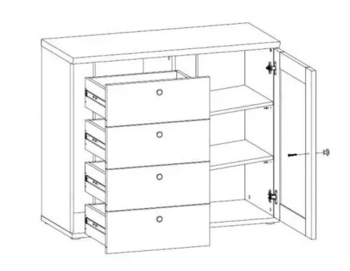 VALENTINA 003 egy ajtós, négy fiókos komód (KOM4S1D) - canyon fenyő/trüffel tölgy