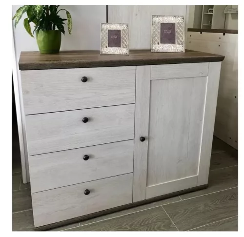 VALENTINA 003 egy ajtós, négy fiókos komód (KOM4S1D) - canyon fenyő/trüffel tölgy