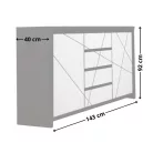 KASIA MDF két ajtós, négy fiókos komód (KOM2D4S) - wenge magic/snow white