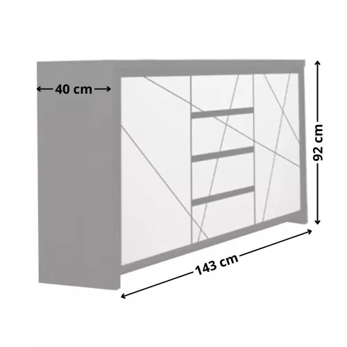 KASIA MDF két ajtós, négy fiókos komód (KOM2D4S) - wenge magic/snow white